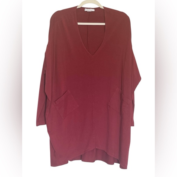 Bryn Walker Red Tunic Dress Bamboo Cotton Blend Made in USA Size M Oversized - Picture 1 of 11